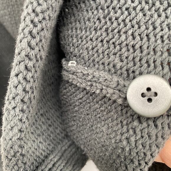 EILEEN FISHER Cardigan L Heavy Cotton Chunky Button Up Drop Shoulder Gray - Picture 7 of 12